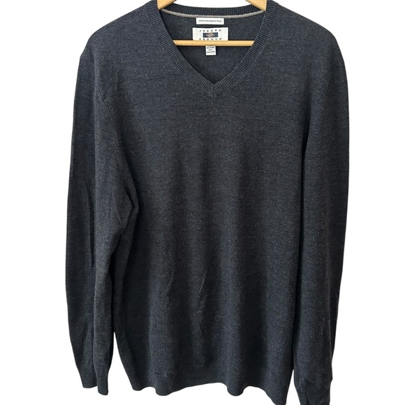 Joseph Abboud Mens Navy Blue 100% Extra Fine Merino Wool V-Neck Sweater‎ XLT - Picture 2 of 7